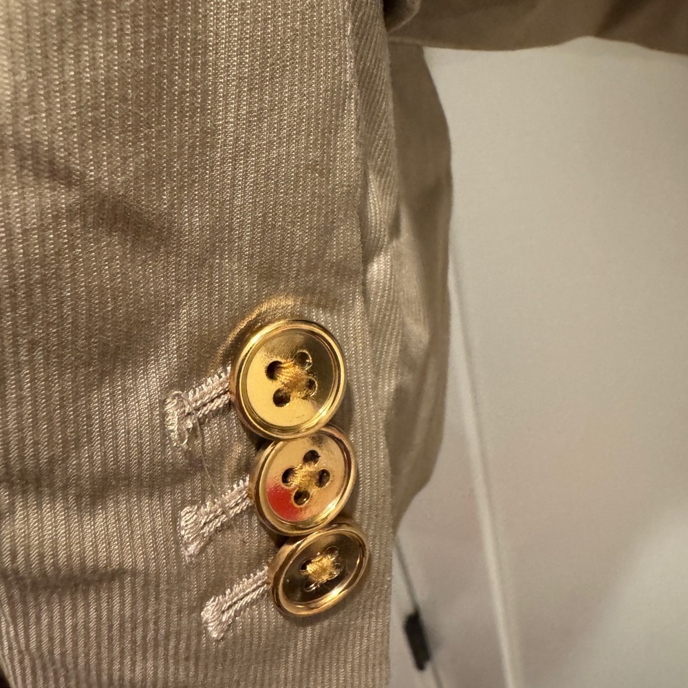 Talbots Tan Blazer with Cream Contrast Trim Gold Buttons 12P - Picture 3 of 6